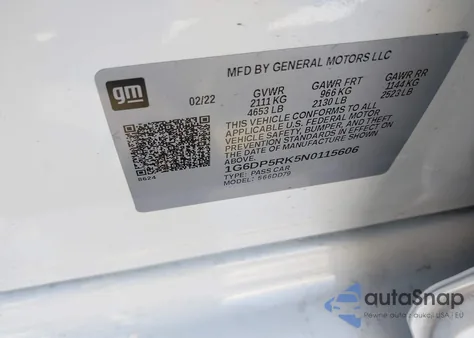 2022 Cadillac Ct5 Sport z USA, uszkodzony, nr VIN 1G6DP5RK5N0115606